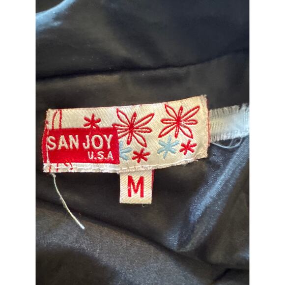 San Joy USA Black Quilted Zip Jacket Women’s Medium Knit Sleeves - Picture 6 of 7